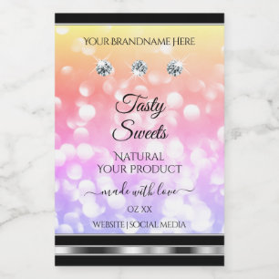 Shimmery Colourful Glitter Product Labels Diamonds