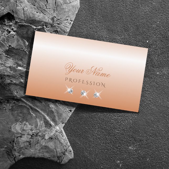 Shimmery Coral Ombre Sparkling Diamonds Stylish Business Card (Creator Uploaded)