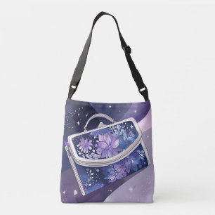 Shimmery Cosmic Purple AI art Crossbody Bag