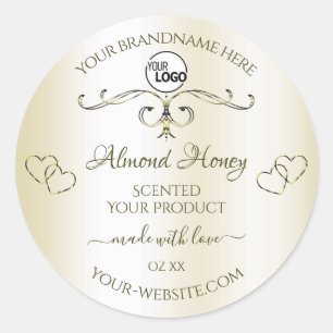 Shimmery Cream Ornate Product Labels Logo Hearts