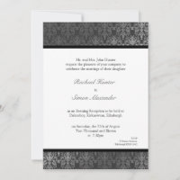 Shimmery Effect Damask Wedding Invitation - Gray