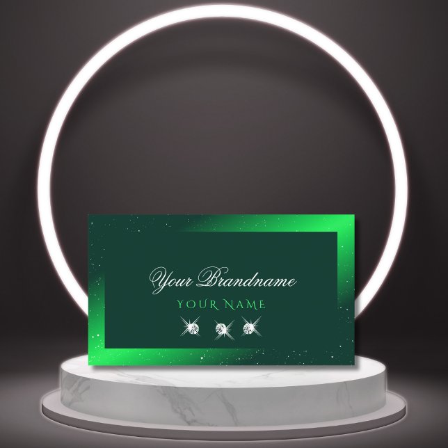 Shimmery Emerald Green Sparkling Diamonds Elegant Business Card (Creator Uploaded)