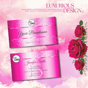 Shimmery Girly Pink Sparkly Glitter Logo Initials Business Card