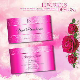 Shimmery Girly Pink Sparkly Glitter Stars Initials Business Card