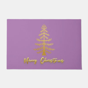 Shimmery glam gold cute girly trees modern purple doormat