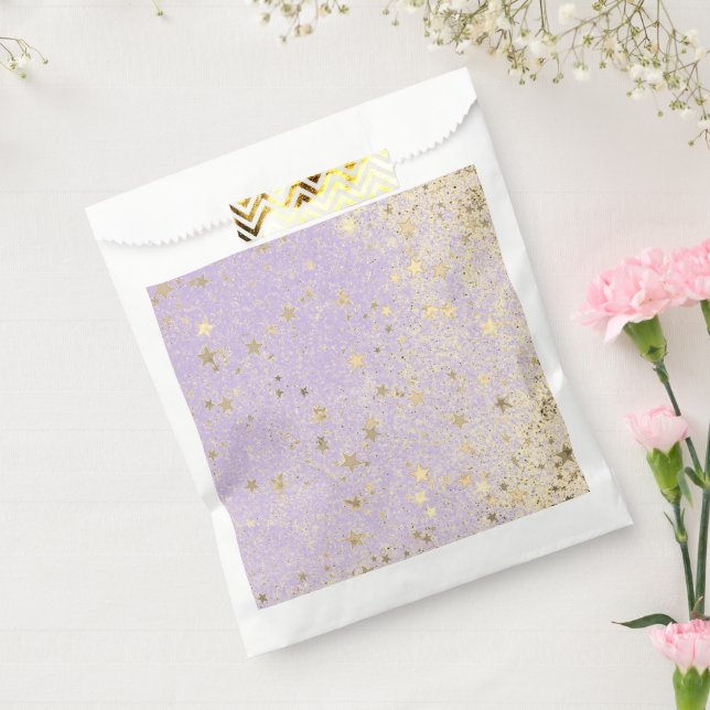 Shimmery Glittery Gold Stars on Lavender    Favour Bags (Sealed)
