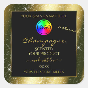 Shimmery Gold Glitter Frame Product Label and Logo