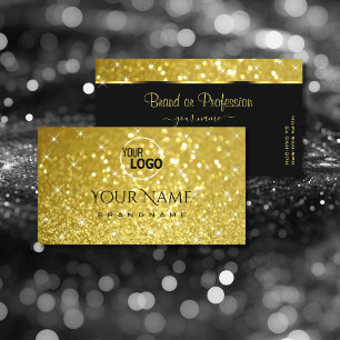 Shimmery Gold Glitter Sparkling Stars and Logo Business Card