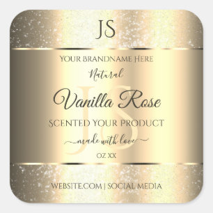 Shimmery Gold Soft Glitter Initials Product Labels