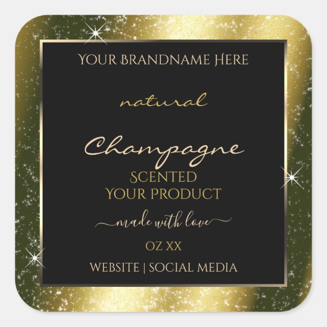 Shimmery Gold Sparkle Glitter Frame Product Label (Front)