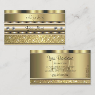 Shimmery Gold Sparkling Glitter Monogram Luxurious Business Card