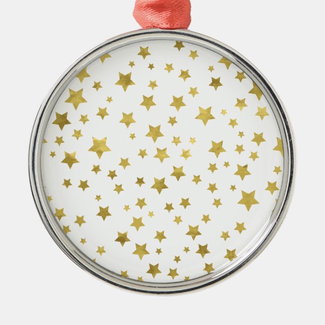 Shimmery Goldstars Golden Star Pattern Metal Tree Decoration (Front)