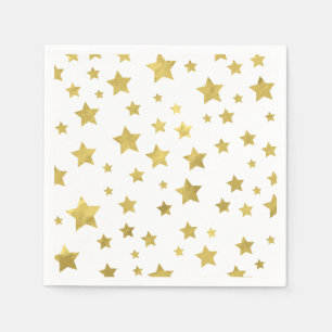 Shimmery Goldstars Golden Star Pattern Napkin