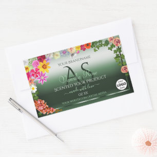 Shimmery Green Floral Product Labels Monogram Logo