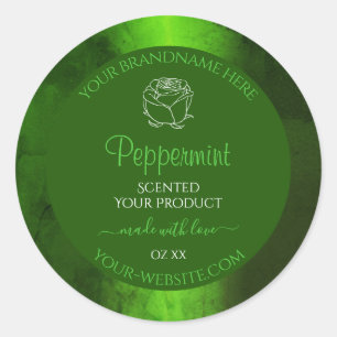 Shimmery Green Marble Floral Modern Product Labels