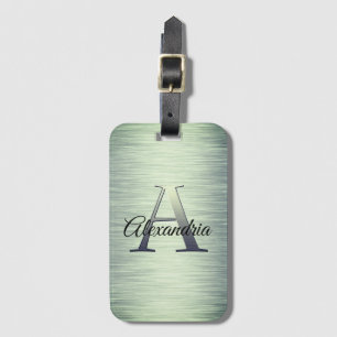 Shimmery Green Monogram Luggage Tag