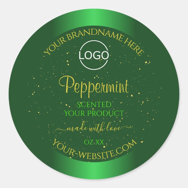 Shimmery Green Product Label Soft Glitter Add Logo (Front)