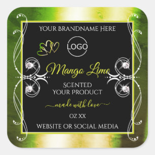 Shimmery Green Product Labels Logo Jewels Black