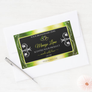 Shimmery Green Yellow Product Labels Jewels Black