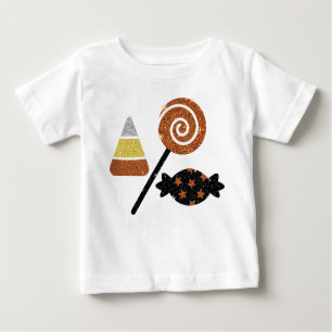 Shimmery Halloween Candy White Toddler Ruffle Baby T-Shirt