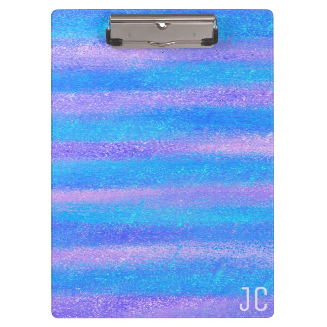 Shimmery Iridescent Stripes Turquoise Pink Clipboard (Front)