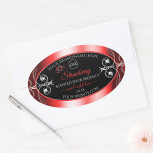Shimmery Jewels Ruby Red Black Product Labels Logo