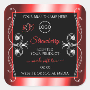 Shimmery Jewels Ruby Red Black Product Labels Logo