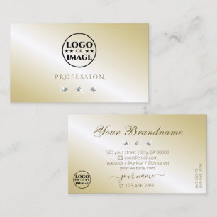 Shimmery Light Cream Sparkling Diamonds with Logo Business Card
