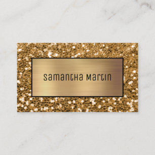 Shimmery Ombre and Sparkly Gold Sequin Glitter Business Card