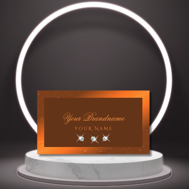Shimmery Orange Brown Sparkling Diamonds Stylish Business Card (Creator Uploaded)