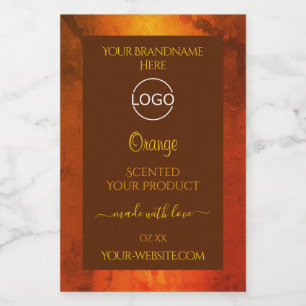 Shimmery Orange Marble Elegant Product Labels Logo