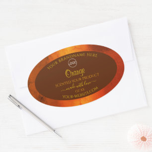 Shimmery Orange Marble Elegant Product Labels Logo