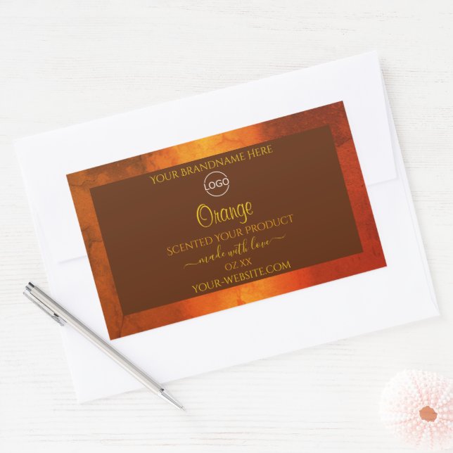 Shimmery Orange Marble Elegant Product Labels Logo (Envelope)