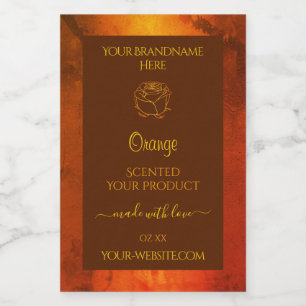 Shimmery Orange Marble Product Labels Rose Flower