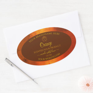 Shimmery Orange Marble Product Labels Rose Flower