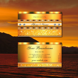 Shimmery Orange Sparkling Glitter Stars Diamonds Business Card
