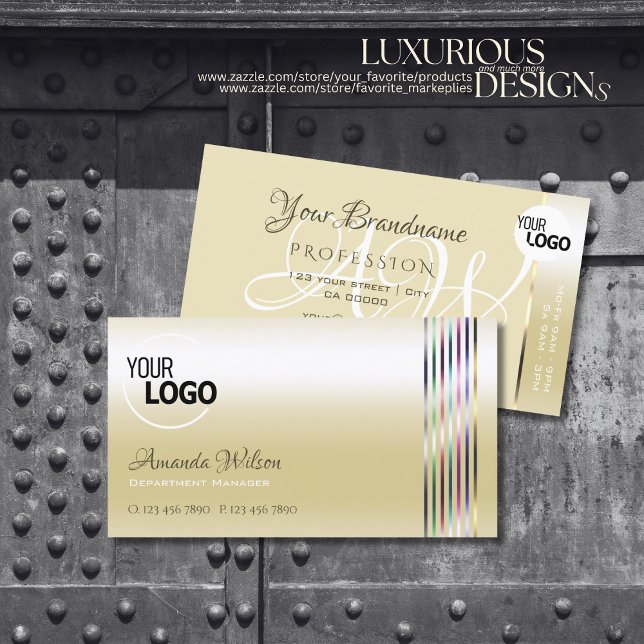 Shimmery Pastel Silk Cream Colourful Decor add Log Business Card (Creator Uploaded)