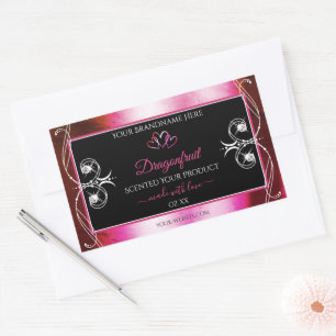 Shimmery Pink Black Product Labels Diamonds Hearts