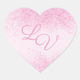 Shimmery Pink Glitter Dust Heart Sticker