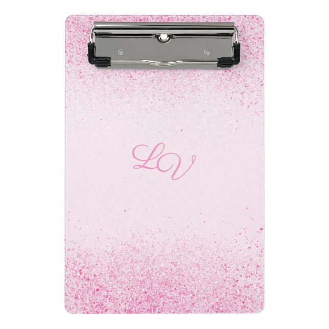 Shimmery Pink Glitter Dust Mini Clipboard (Front)