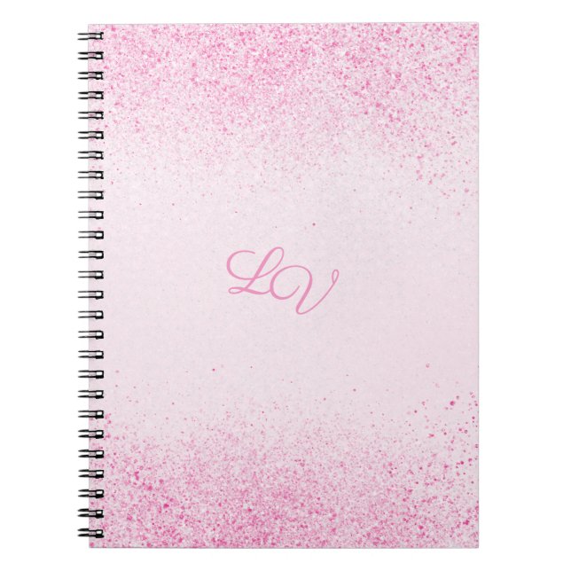 Shimmery Pink Glitter Dust Spiral Photo Notebook (Front)