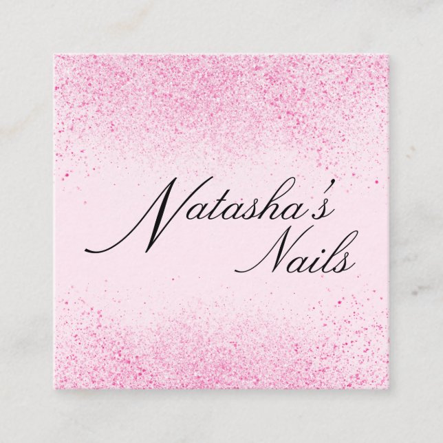 Shimmery Pink Glitter Dust Square Business Card (Front)