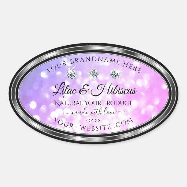 Shimmery Pink Purple Glitter Product Labels Jewels (Front)