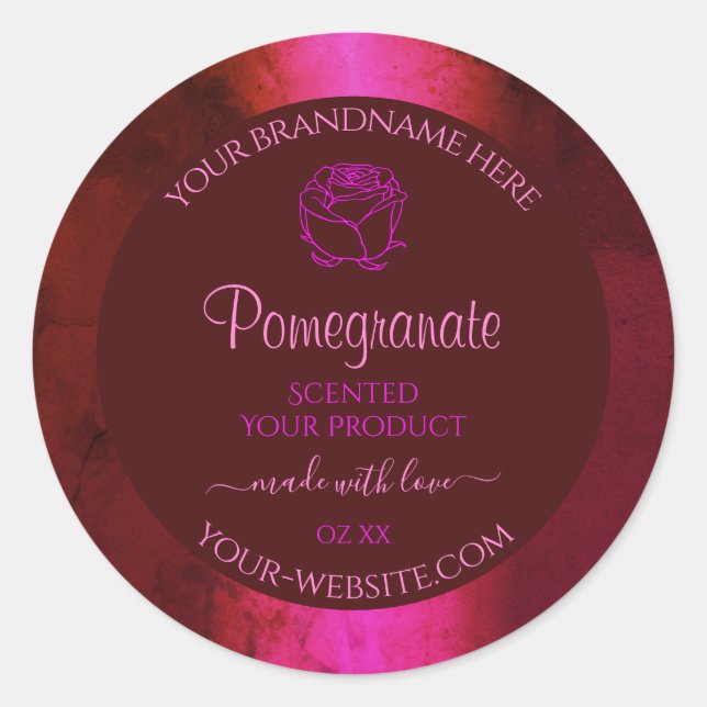 Shimmery Pink Red Marble Product Label Rose Flower (Front)