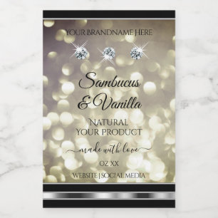 Shimmery Platinum Glitter Product Labels Diamonds