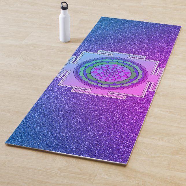Shimmery Purple and Pink Yantra Yoga Mat (In Situ)