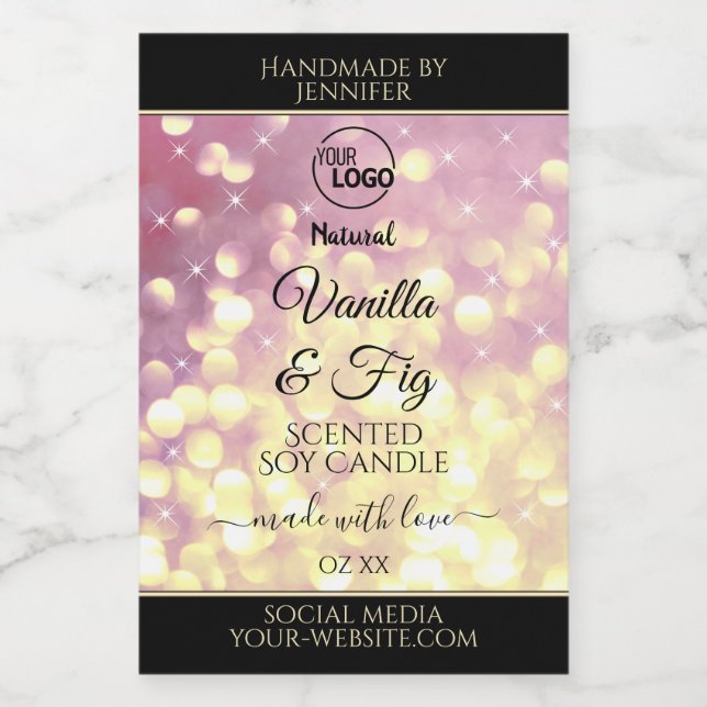 Shimmery Purple Gold Glitter Logo Product Labels (Single Label)