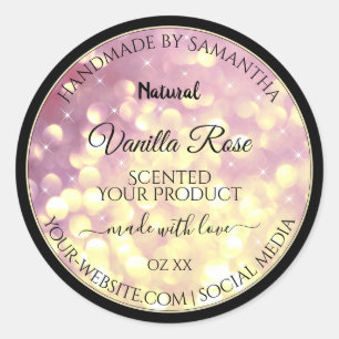 Shimmery Purple Gold Glitter Sparkle Product Label