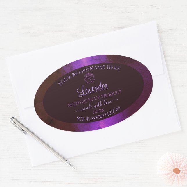 Shimmery Purple Marble Product Labels Rose Flower (Envelope)