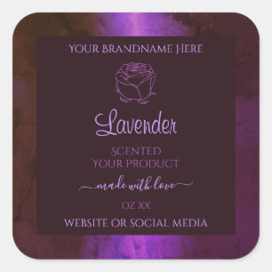 Shimmery Purple Marble Product Labels Rose Flower